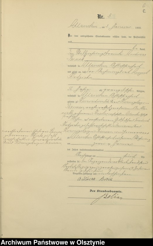 image.from.unit.number "Sterbe-Haupt-Register Tom I,Nr 1 - 395"