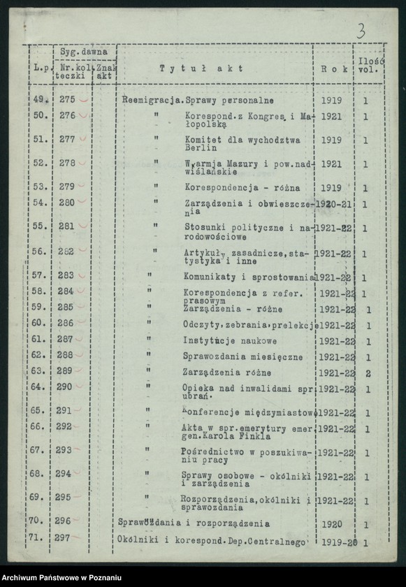 Obraz 5 z jednostki "[Spis akt byłego Ministerstwa byłej Dzielnicy Pruskiej...]"