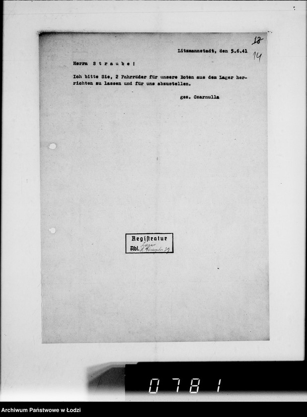 Obraz 20 z jednostki "Lager Hermann-Gör.Str.39.Herr Straube. [Korespondencja w sparwie wydania i przyjęcia towarów]"