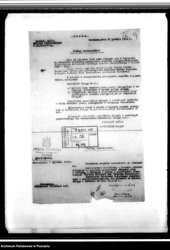 Obraz 18 z jednostki "Korespondencja Związku Strzeleckiego, sprawozdania, kwestionariusze ewidencyjne, rozkazy Komendy Powiatowej Związku Strzeleckiego w Koninie i podległych jej oddziałów"