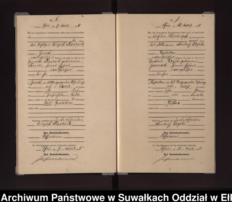 image.from.unit.number "Geburts-Neben-Register des Königlichen Preussischen Standes-Amtes Gneist Kreis Lötzen"