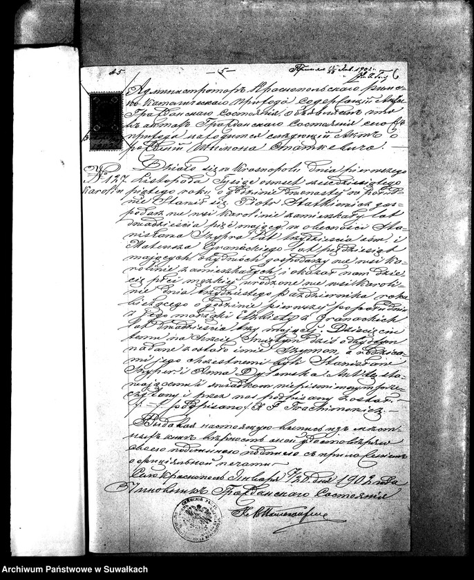 Obraz 10 z jednostki "Dokumenty k aktam brakosočetavšichsja Sejnskago Rimsko-Katoličeskago Prichoda za 1902 god."