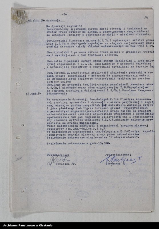 image.from.unit.number "Protokoły zebrań wyborczych /1951/, posiedzeń plenarnych, narad aktywu partyjnego, plany pracy, sprawozdania /1949-1954/ Komitetu Gminnego PZPR"
