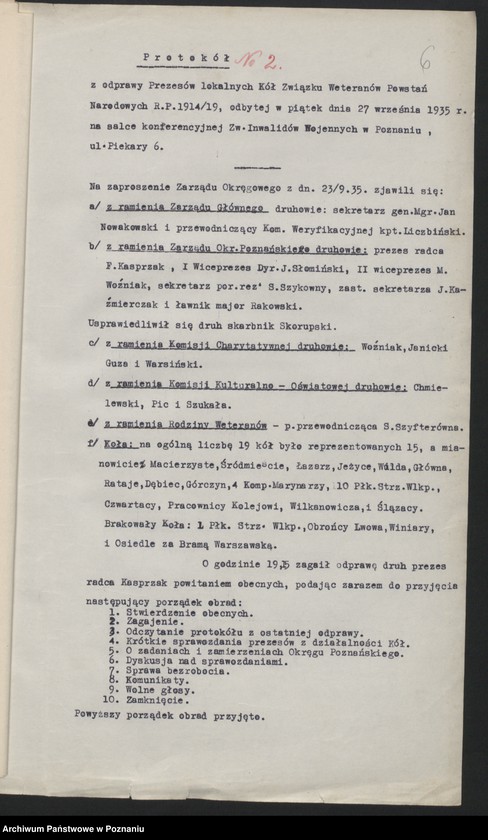 Obraz 9 z jednostki "Protokoły z odpraw prezesów kół lokalnych Związku Weteranów Powstań Narodowych i Związku Powstańców Wielkopolskich."