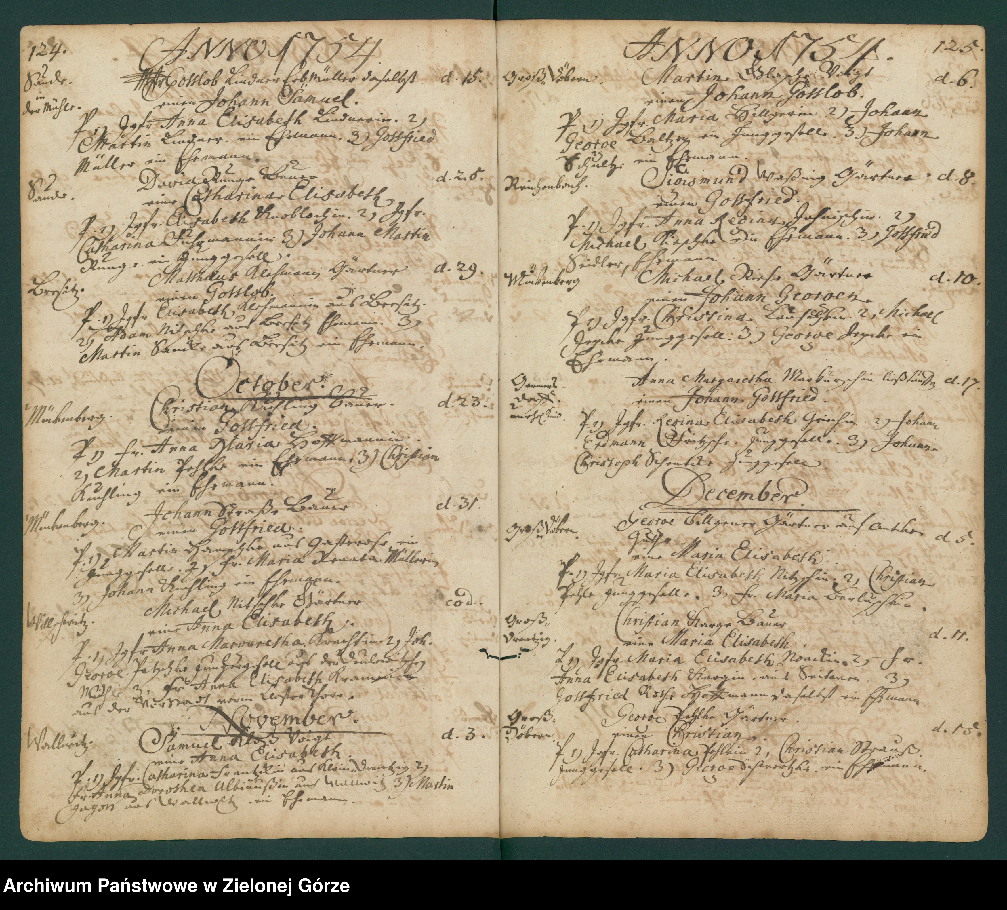 Skan z jednostki: Kirchebuch Register der in der Gubener Klosterparochie von 1737-1785 Geborner und Getaufen