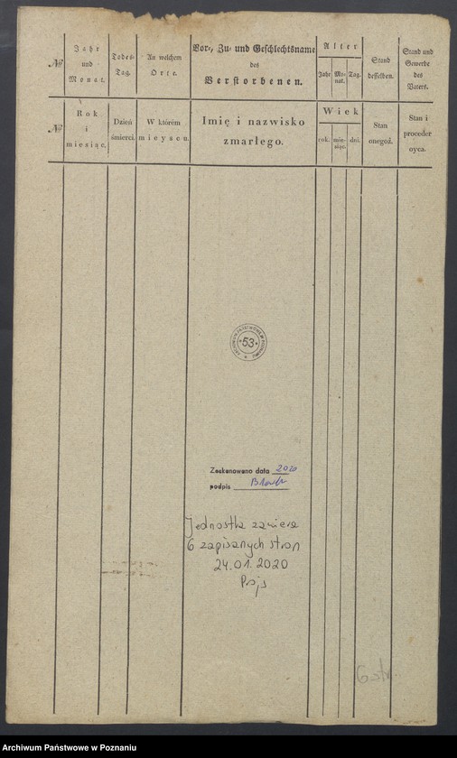 Obraz 6 z jednostki "Duplikat des Sterberegisters"