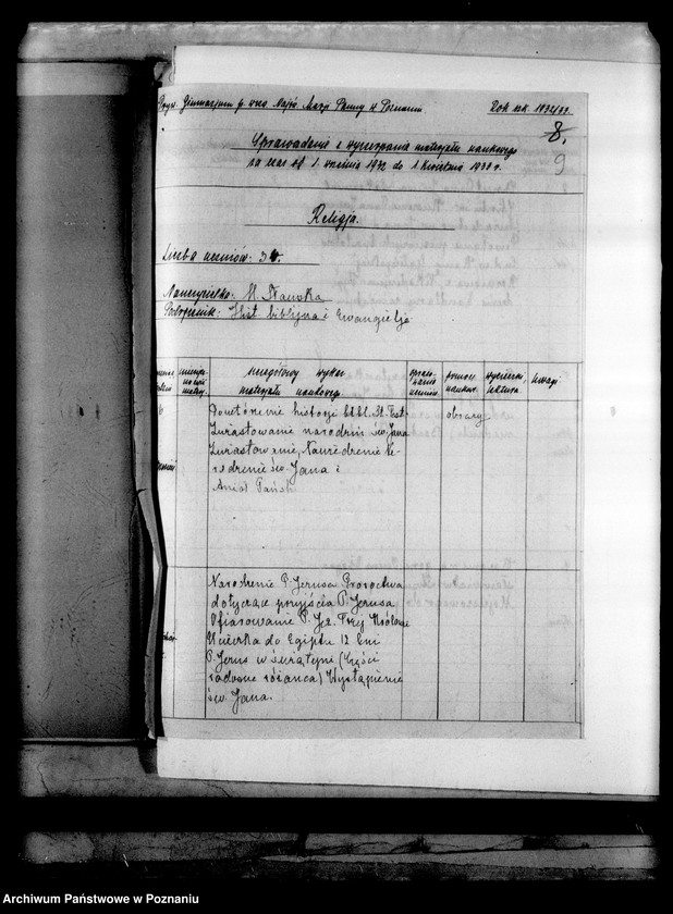 Obraz 13 z jednostki "Prywatne Liceum i Gimnazjum Żeńskie Najświętszej Marii Panny- Poznań [w tym katalogi główne klasy IV-tej z lat 1936/37, 1937/38, 1938/39]"