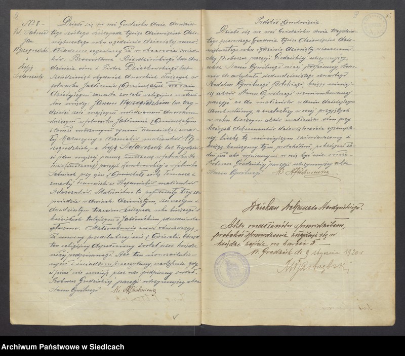 image.from.unit.number "Unikat aktów stanu cywilnego zaślubionych Parafii Grodzisk od 1919 roku do 1937 roku"