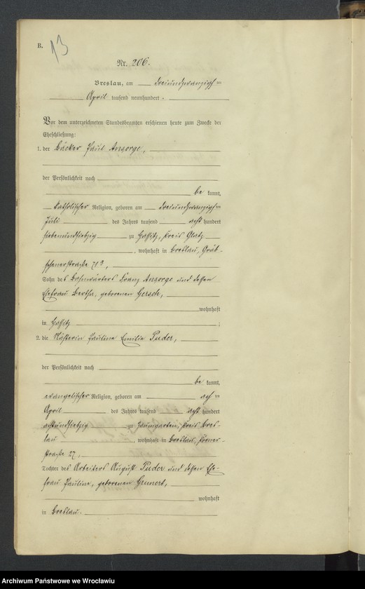 image.from.unit.number "Heiraths-Haupt-Register Breslau IV 1900 Band 2"