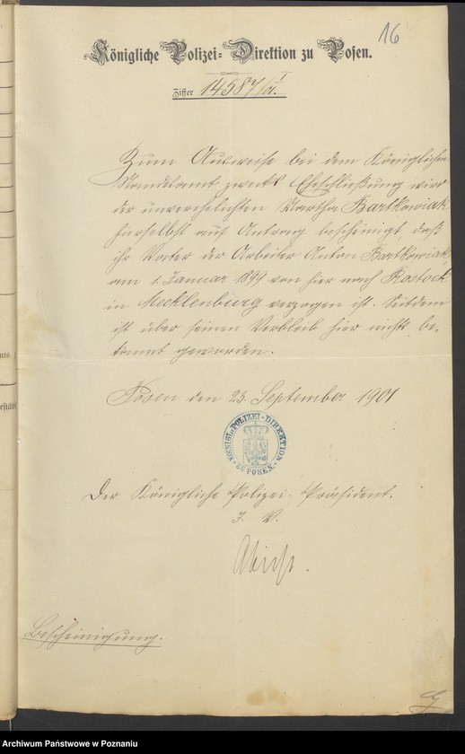Obraz 18 z jednostki "Die von den Verlobten beigebrachten Urkunden zur Eheschliessung pro 1901. Vol XV"
