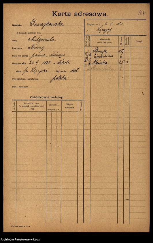 Obraz 19 z jednostki "[Spis ludności Łodzi] Gmerczyńska - Gogul"