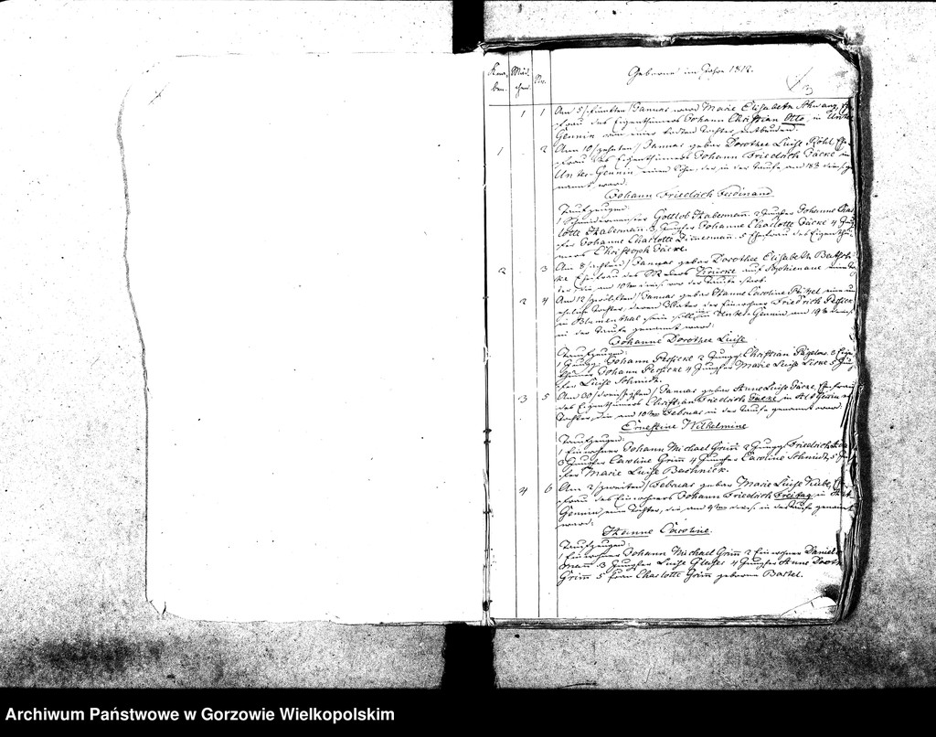 image.from.unit.number "Duplikate der Kirchenbücher von der Parochie Genninsch Warthebruch: Spiegel, Blumenthal, Bergenhorst, Haferwiese, Genninsch Warthebruch, Johanneshof, Ludwigsthal"