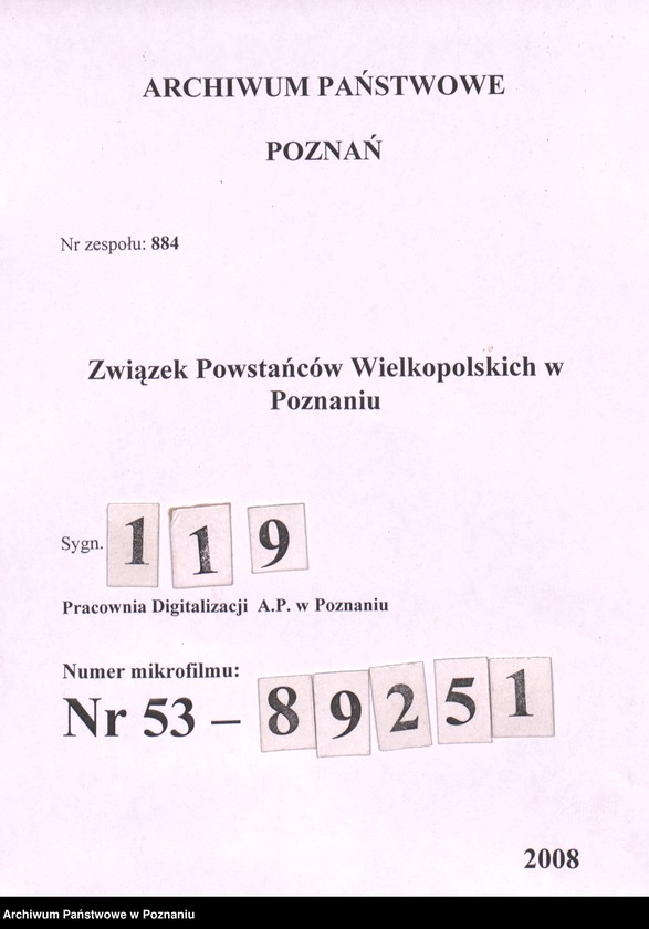 Obraz 1 z jednostki "Lista członków Związku Powstańców Wielkopolskich przesłane przez hitlerowców S.D. - Toruń do S.D. - Leitabschnitt - Poznań."