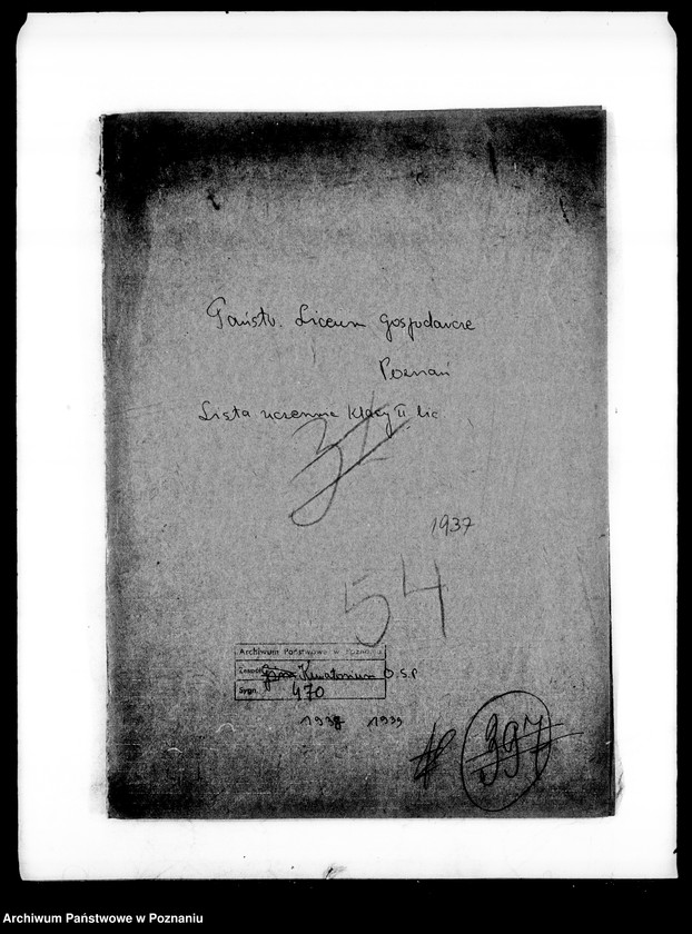 Obraz 4 z jednostki "Państwowe Liceum Gospodarcze- Poznań [lista uczennic klasy II. lic.]"