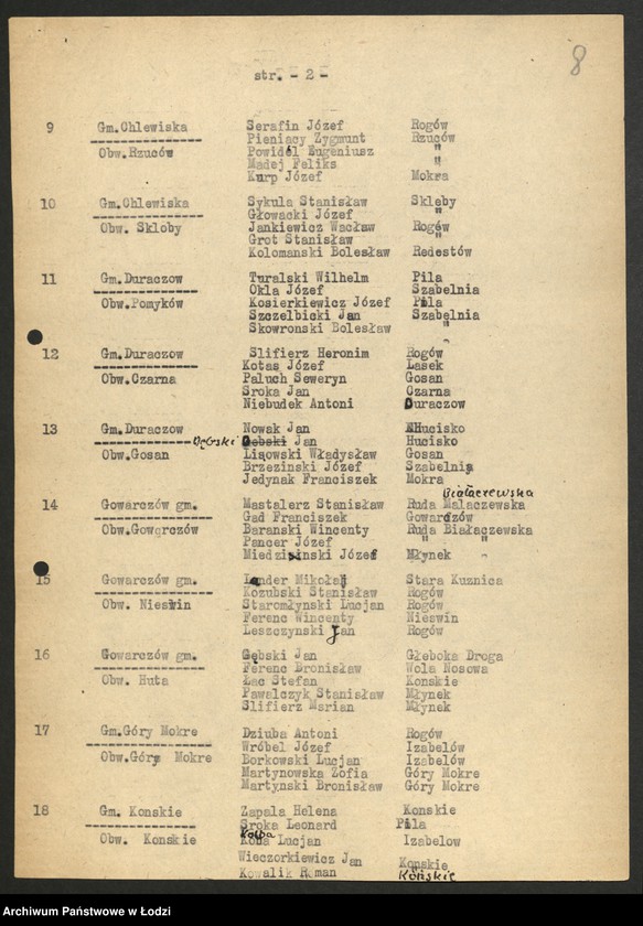 Obraz 9 z jednostki "Wybory do Sejmu okręg X powiat Końskie [- wykazy uprawnionych do głosowania, trójek partyjnych, składy Obwodowych Komisji Wyborczych ]"