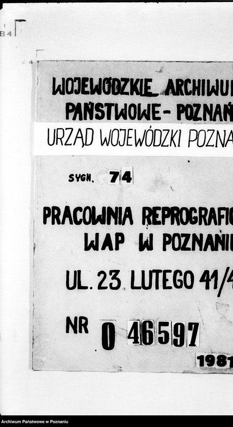 Obraz 1 z jednostki "Sprawy organizacyjne organizacja i obsada personalna Urzędu Wojewódzkiego Poznańskiego"