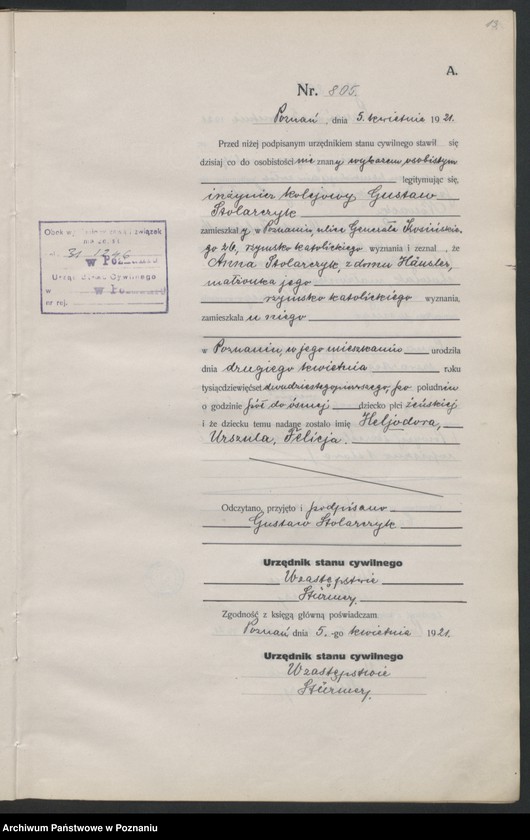 Obraz 15 z jednostki "Księga urodzeń odpis tom III [Rejestr poboczny urodzeń]"