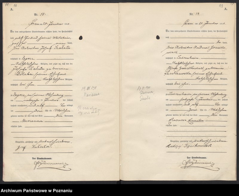 Obraz 12 z jednostki "Księga miejscowa urodzeń [Rejestr główny urodzeń]"