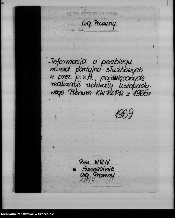 image.from.unit.number "Informacja o przebiegu narad partyjno-służbowych w prezydiach powiatowych rad narodowych poświęconych realizacji uchwały listopadowego plenum Komitetu Wojewódzkiego Polskiej Zjednoczonej Partii Robotniczej z 1965 r."