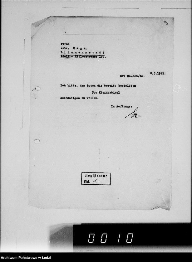 Obraz 8 z jednostki "[Korespondencja z urzędami, firmami i instytucjami] Lit.Ha-Hem."