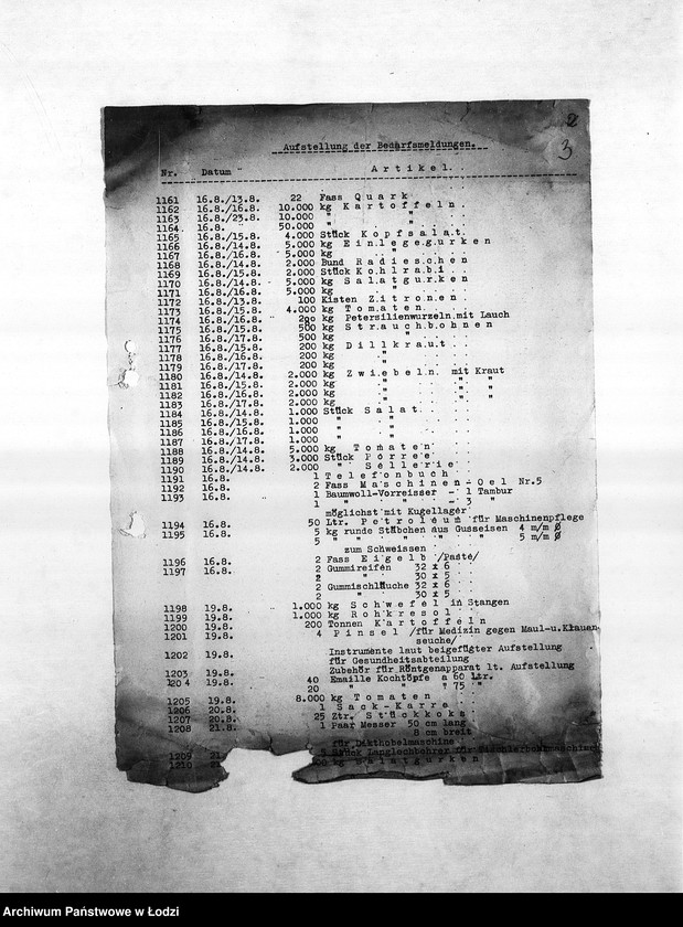 Obraz 6 z jednostki "Bedarfsmeldungen [Kopie skierowanych do Getto Verwaltung (Zarządu Getta) zapotrzebowań na surowce, materiały, narzędzia, maszyny itp. potrzebne resortom pracy do produkcji]"