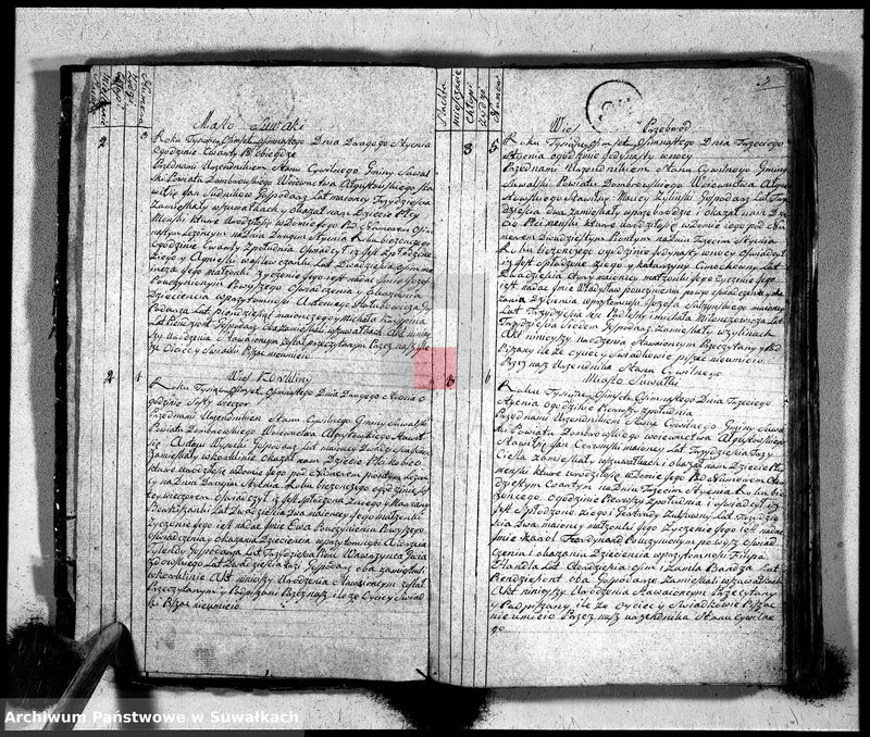 Obraz 4 z jednostki "Księga urzędnika stanu cywilnego gmniny suwalskiey zawierająca w sobie akta urodzonych od dnia 1-go stycznia 1818"