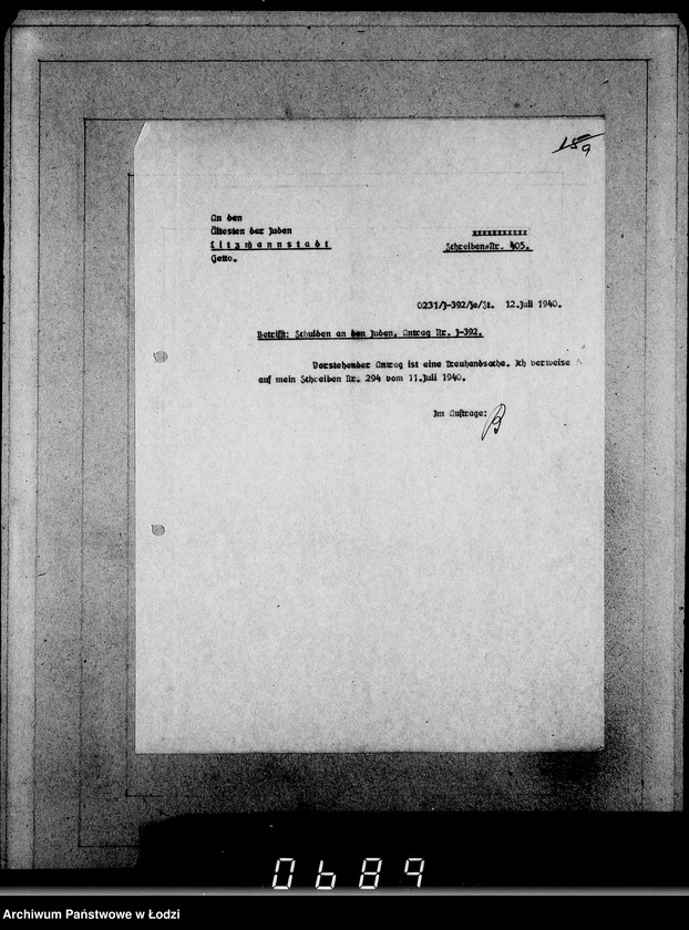 Obraz 13 z jednostki "J.[uden] 391-405 [Wnioski Żydów z Getta o zwrot należności za pracę lub towar wzięty na kredyt]"