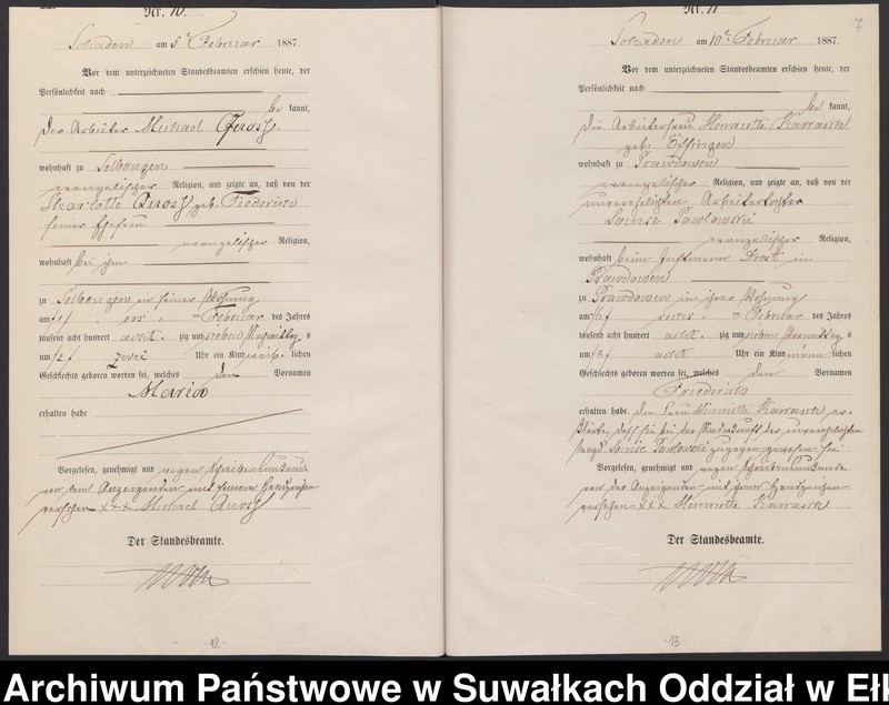 image.from.unit.number "Geburts-Haupt-Register des Königlich Preussischen Standes-Amtes Schaden Kreis Sensburg"