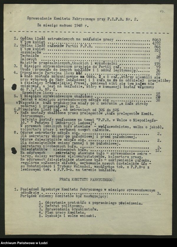 Obraz 19 z jednostki "Sprawozdania miesięczne komitetów fabrycznych zakładów wydzielonych t. 1"
