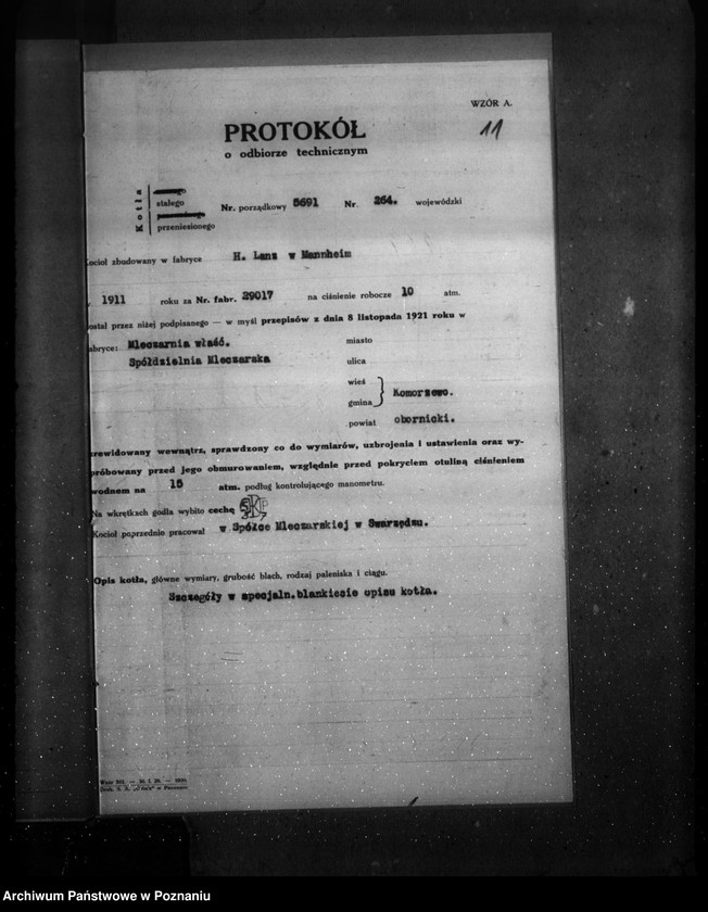 Obraz 15 z jednostki "Spółdzielnia Mleczarska w Komorzewie, pow. obornicki nr woj. 864"