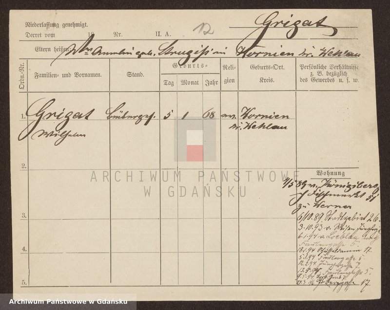 image.from.unit.number "Karty meldunkowe: Griga - Griss"