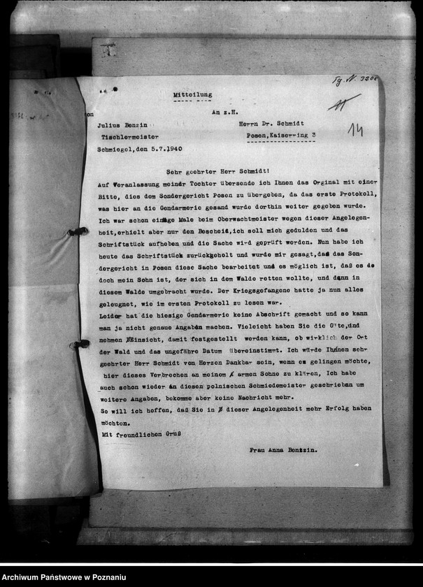 Obraz 18 z jednostki "Korespondencja w sprawie miejscowych Niemców, którzy zginęli w 1939 roku A - J"