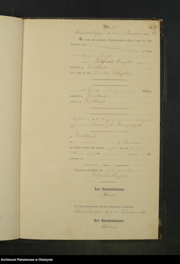 Obraz z jednostki "Sterbe-Neben-Register Nr 1 - 28"