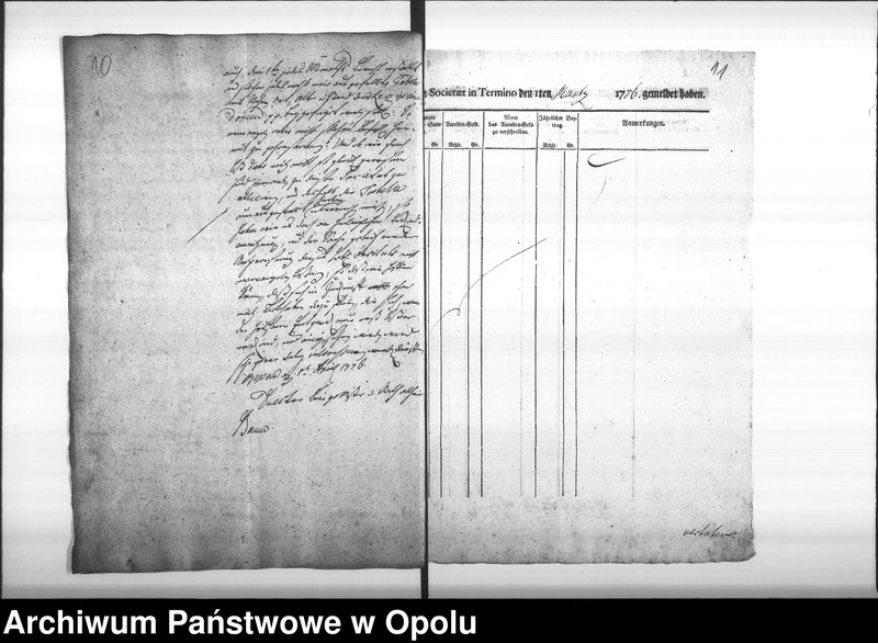 Obraz 11 z jednostki "Acta des Magistrats zu Oppeln von den Wittwen Verpflegungs Anstalten, Beitritt der Officianten, und dissfälligen Verhandlungen und jährlichen Eingaben. de Anno 1776 bis Vol. I"