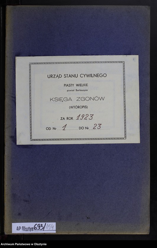 image.from.unit.number "Sterbe-Neben-Register Nr 1 - 23 [ Księga zgonów - wtóropis ]"