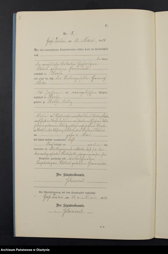 Obraz 10 z jednostki "Sterbe-Neben-Register Nr 1 - 23"
