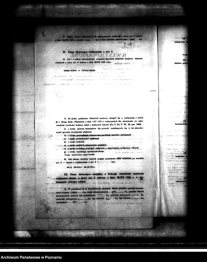 Obraz 5 z jednostki "Majątek Konarzewo powiatu poznańskiego wyłączenie z art. 4 i 5 ustawy o reformie rolnej"