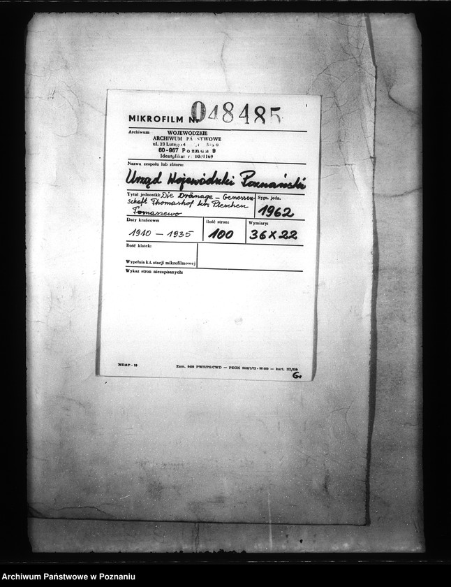 Obraz 2 z jednostki "Die Draenage-Genossenschaft Thomashof Kreis Pleschen Tomaszewo"