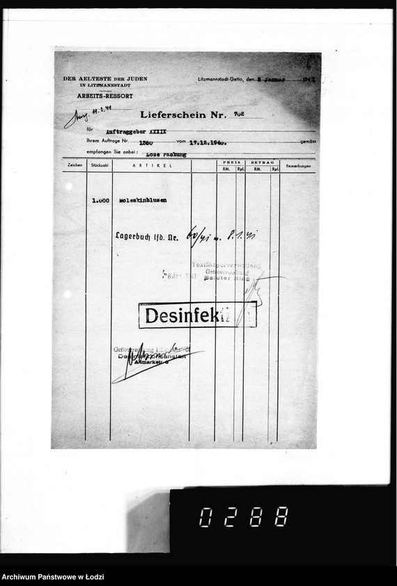 Obraz 10 z jednostki "[Dowody dostawy umundurowania dla intendentury marynarki w Kiel]"