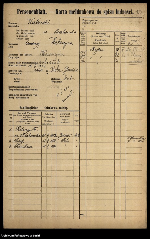 Obraz 12 z jednostki "[Spis ludności Łodzi] Wabdanowski - Wagman"