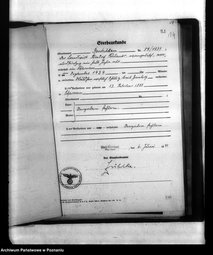 Obraz 18 z jednostki "Wykaz miejscowych Niemców, którzy zginęli w 1939 roku (pow) Thorn (Toruń)"