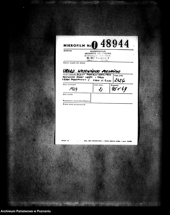 Obraz 2 z jednostki "Plany podziału wspólnego pastwiska osady Lądek i osady Lądek Poduchowny I skala 1:4000"