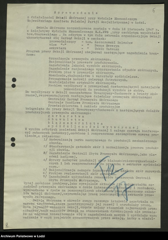 Obraz 6 z jednostki "Sekcja Skórzana WK-protokoły posiedzeń, sprawozdania"