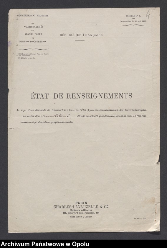 Obraz 6 z jednostki "Service de Sante-Evacuations Hopitaux-Hygiene des Troupes-Prostitution /Korsepondencja z zakresu służby zdrowia, ewakuacja, szpitale, higiena, prostytucja/ 14.06.1921 - 5.07.1922"
