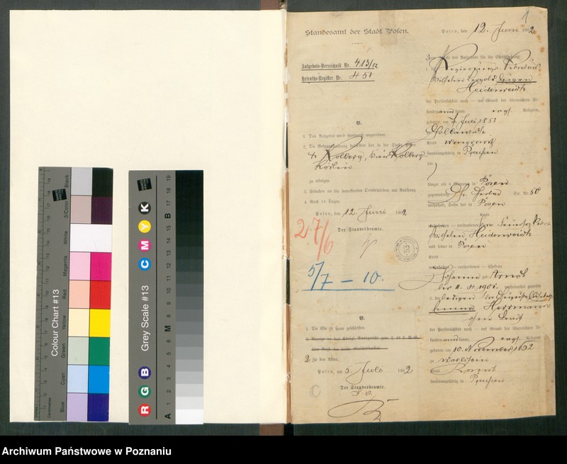 Obraz 3 z jednostki "[Dokumenty dostarczone przez narzeczonych do zawarcia związku małżeńskiego za 1902 rok. Tom X]"