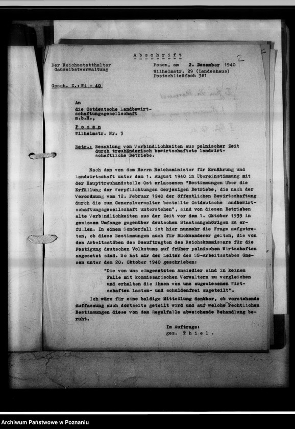 Obraz 6 z jednostki "Forderung gegen den Reichskommisar für die Fertigung deutschen Volkstums [Grundstück Schönfelde, Kreis Gnesen Bl. Nr.32]."