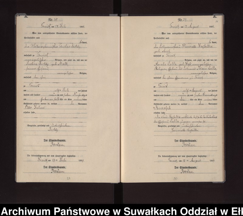 image.from.unit.number "Geburts-Neben-Register des Königlichen Preussischen Standes-Amtes Gneist Kreis Loetzen"