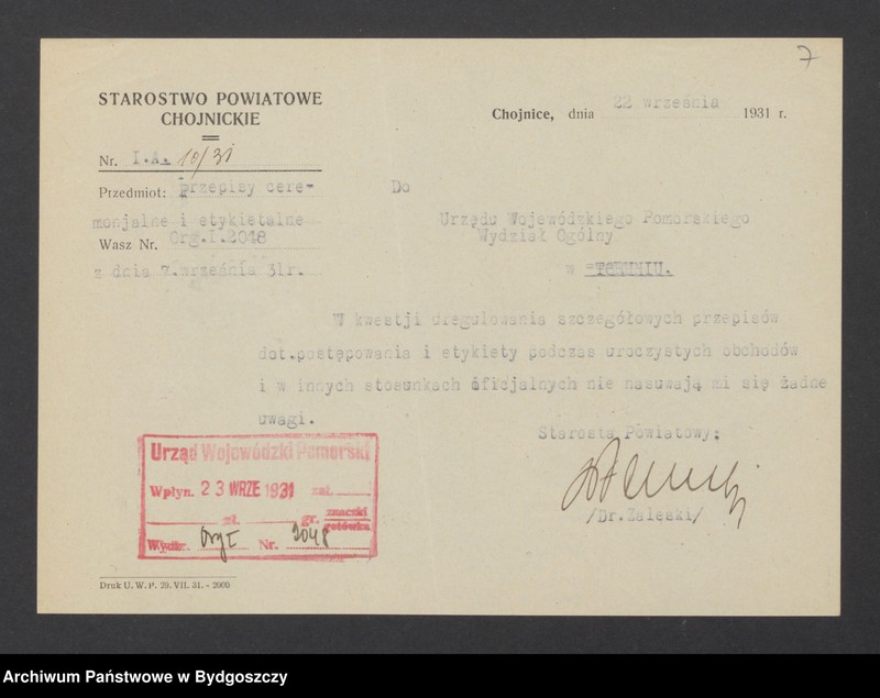 Obraz 9 z jednostki "Reprezentacja Rządu, uroczystości oficjalne i udział w nich Wojewody"