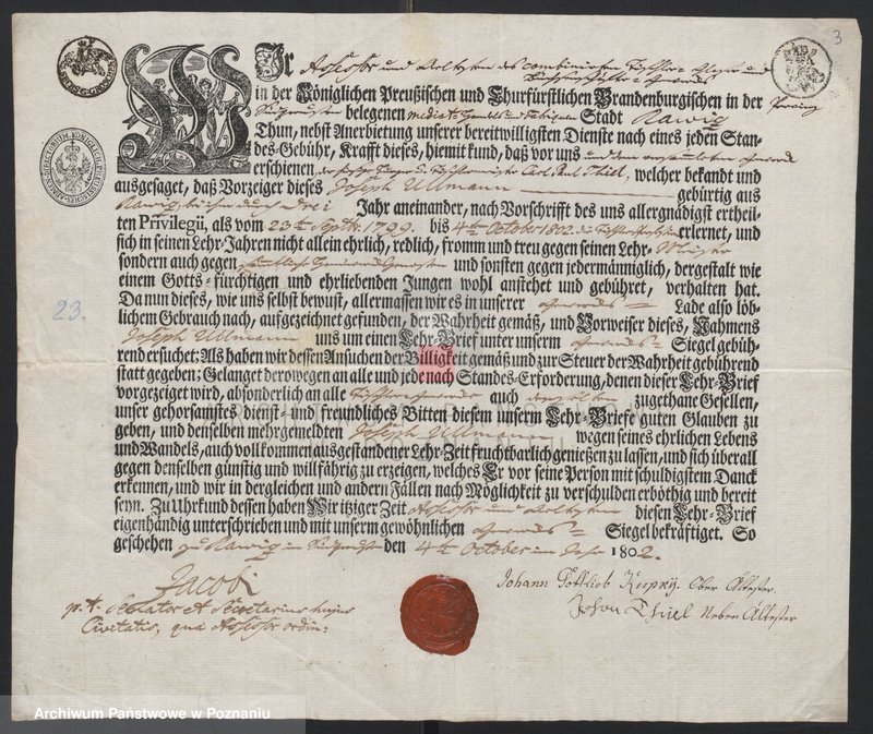 Obraz 4 z jednostki "[Listy czeladnicze - cech stolarzy w Lesznie]"