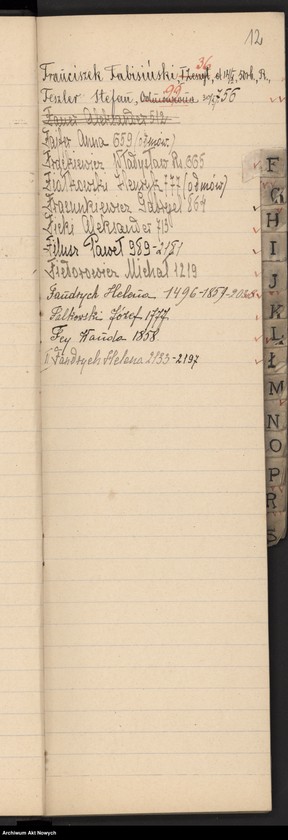 Obraz 15 z jednostki "Wykaz abecadłowy osób, które zgłosiły się o pomoc pieniężną."